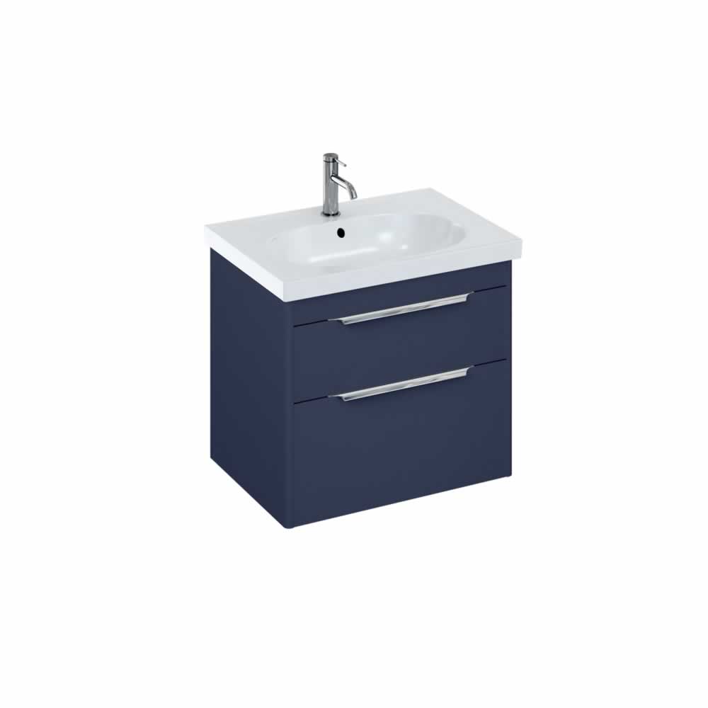 Shoreditch 65cm double drawer Matt Blue with Origin Round Basin